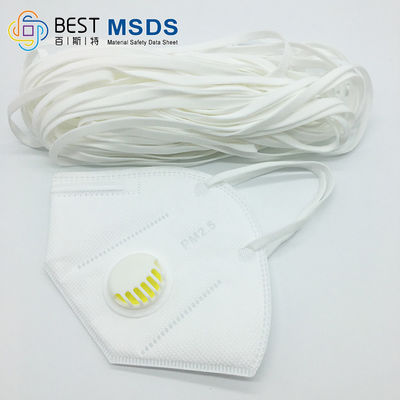 Ronde Vlakke van de het Oorlijn van het Gezichtsmasker Elastische Band 3.5MM Witte Grondstoffen